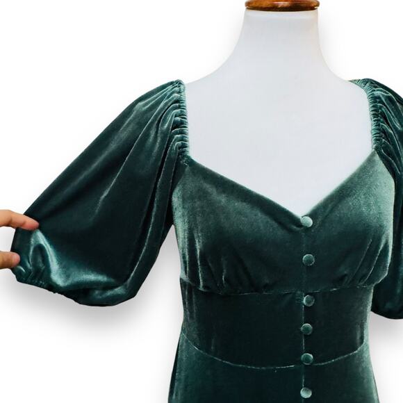 Chelsea & Violet Fall Frenzy Hunter Green Velvet Midi Dress Size Large NEW - Picture 4 of 14